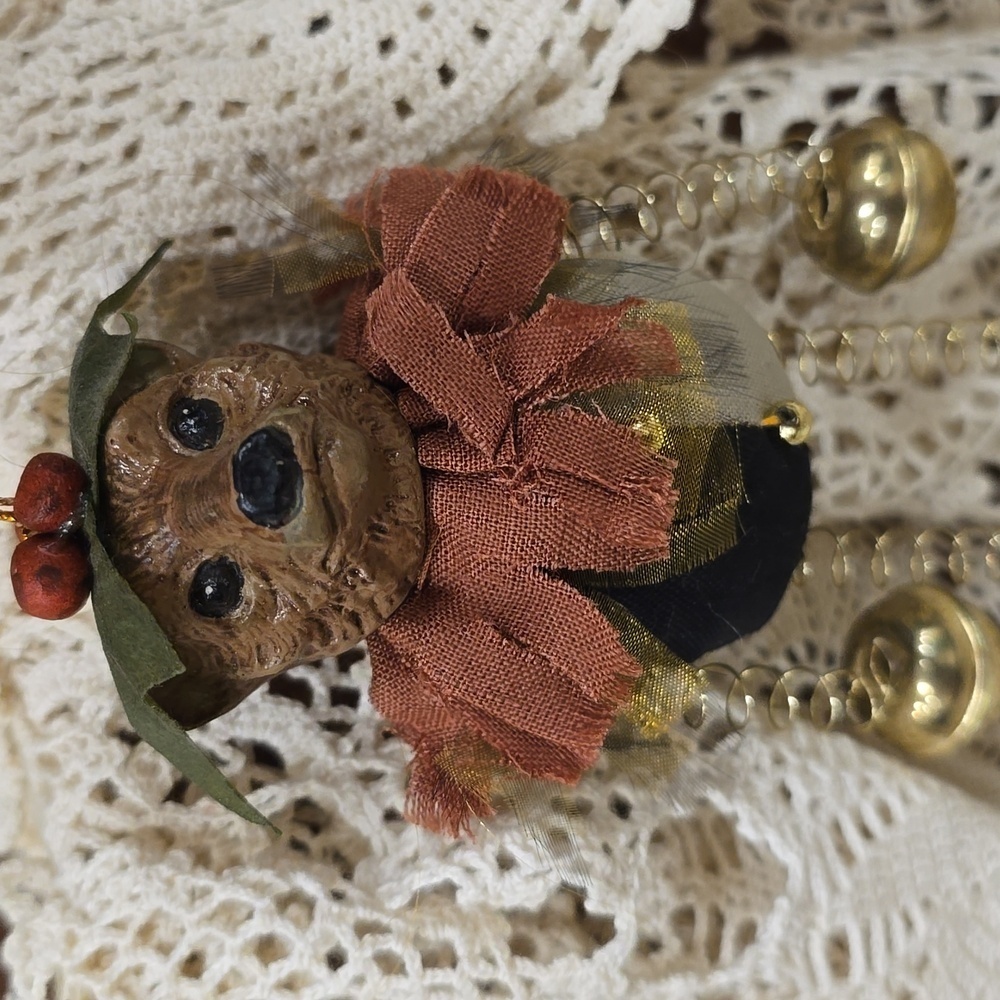 KATHERINE'S COLLECTION Woodland Bear with Bells Christmas Ornament
